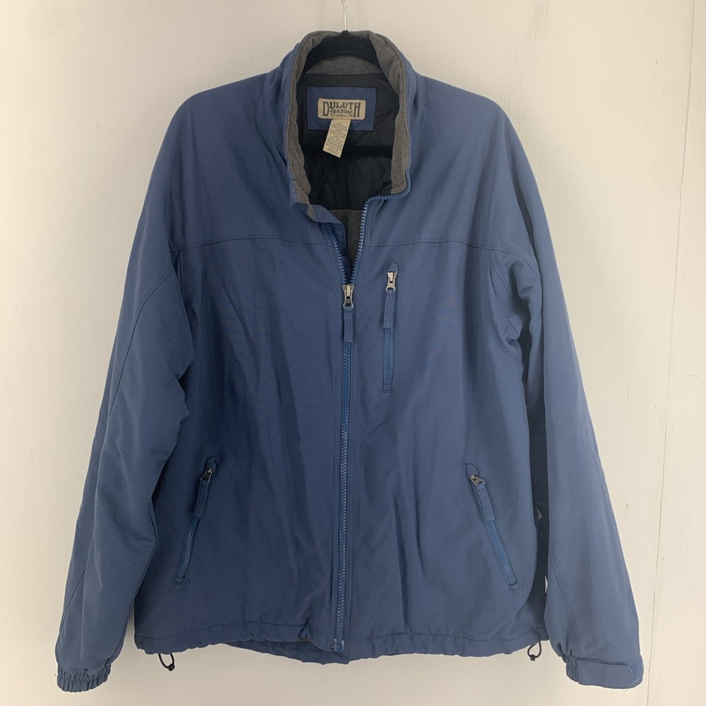 Duluth Trading Co Mens‎ Large Grab Fleece Lined Jacket Outdoors Winter Warm Blue